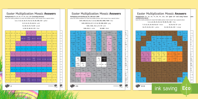 Easter Multiplication Mosaics Differentiated Worksheet / Worksheets