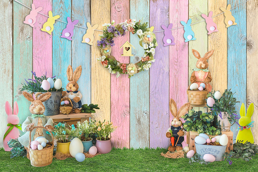 Avezano Bunny Eggs Spring Easter Photography Backdrop