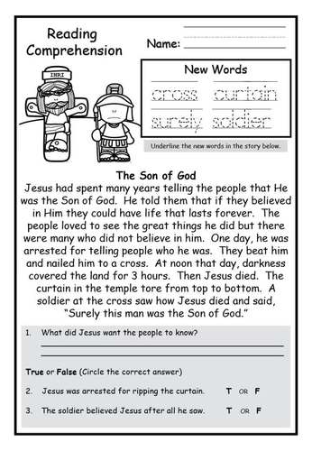 easter reading worksheet