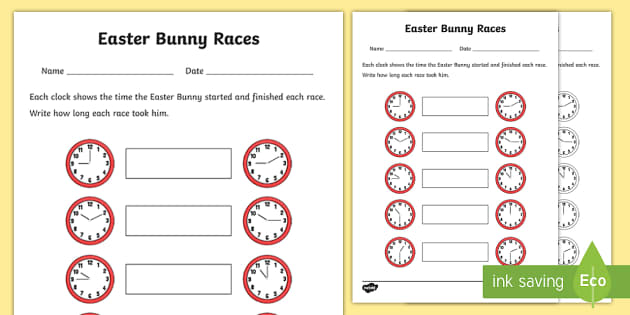 Easter Themed Time Worksheet (teacher made) 