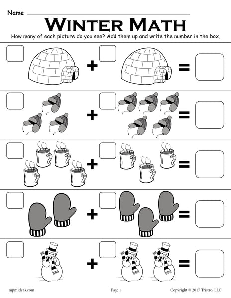Preschool Simple Addition Math Worksheet - Twisty Noodle