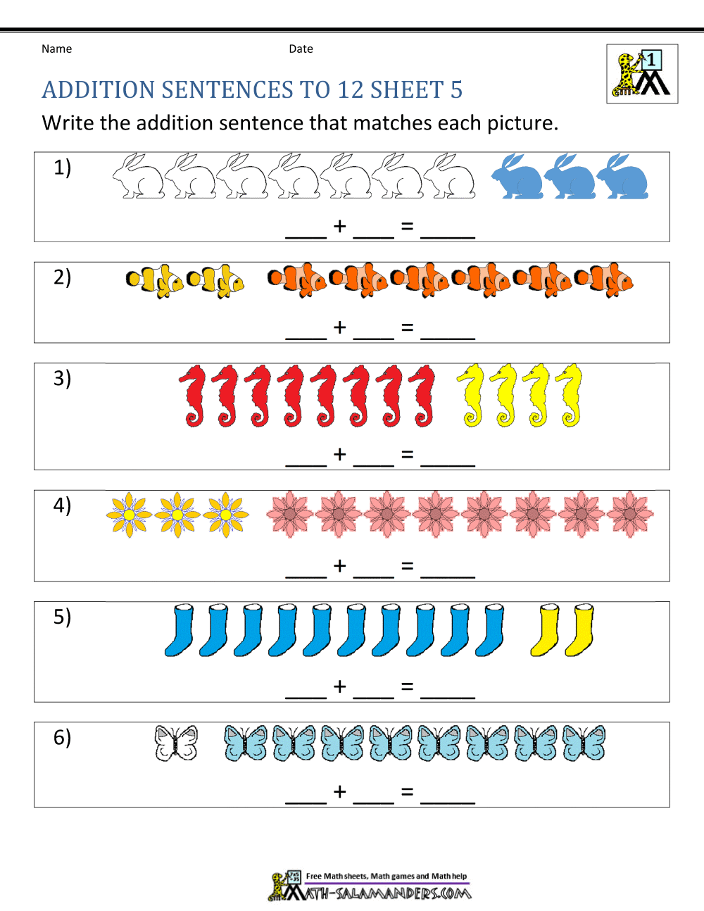 easy addition worksheet for 1st grade