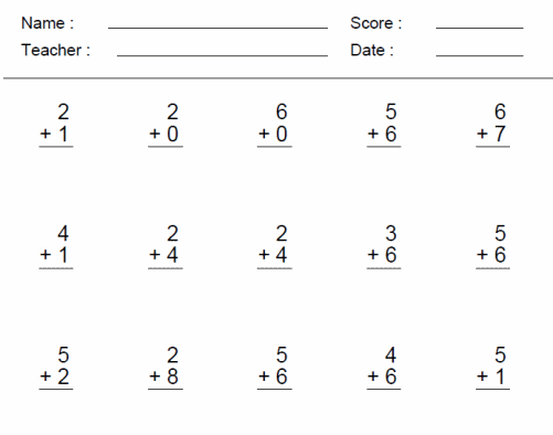 easy addition worksheet for 1st grade