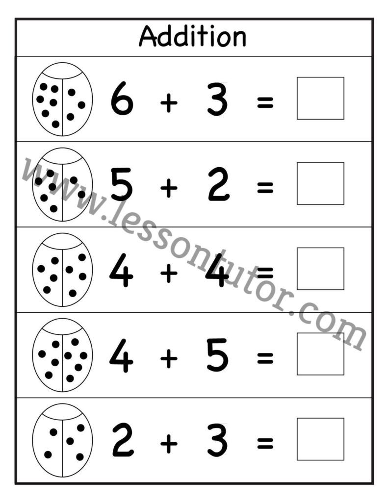 easy addition worksheet for kindergarten