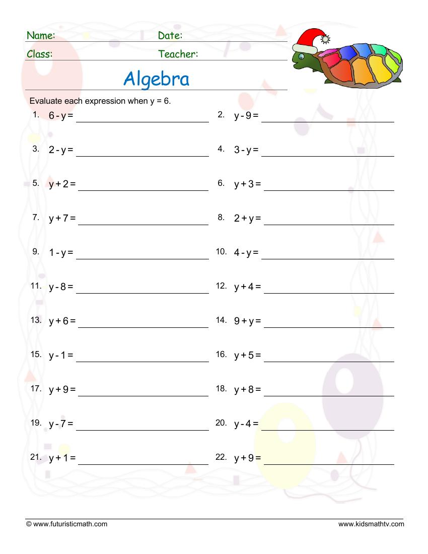 Free Algebra Worksheets pdf downloads. Algebra order of operations ...