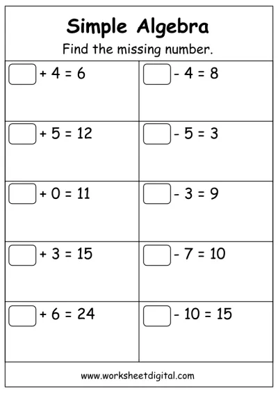 Algebra - Worksheet Digital