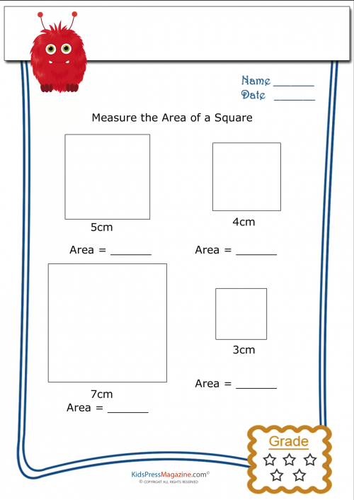 Measuring Area Worksheet - Square 1 - KidsPressMagazine.com