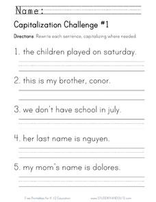 easy capitalization and punctuation worksheet