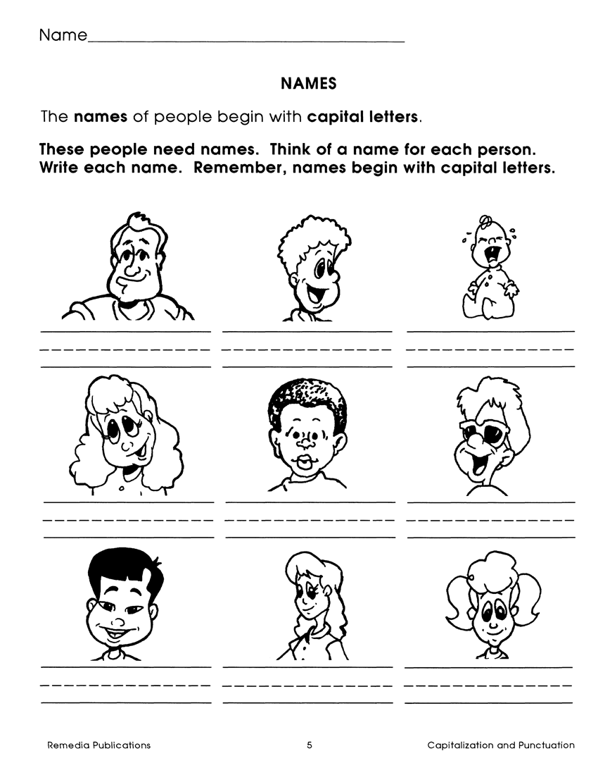 easy capitalization and punctuation worksheet