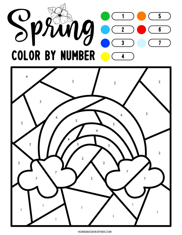 easy color by number worksheet