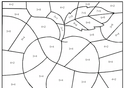 Addition Coloring Activities - Mosaic Pictures With Basic Addition