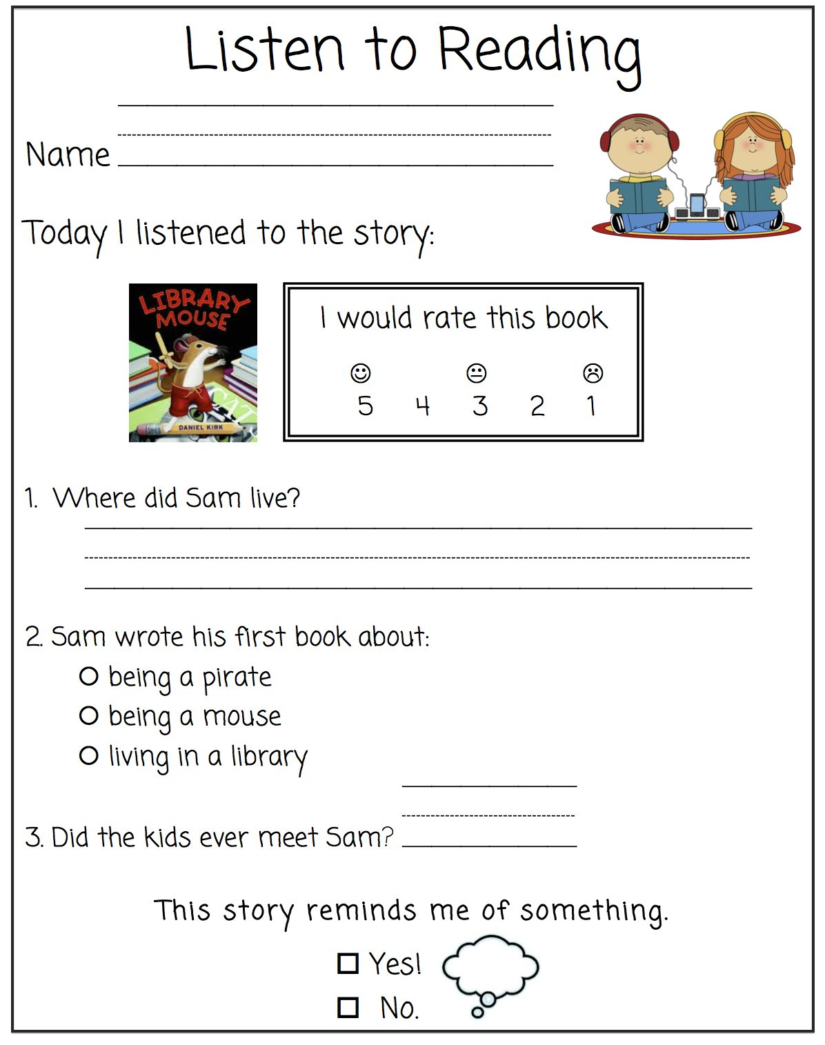 Kindergarten Reading Comprehension Passages - Set 1 FREEBIE ...