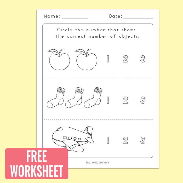 Counting to 3 Worksheets - Kindergarten Worksheets - Easy Peasy ...