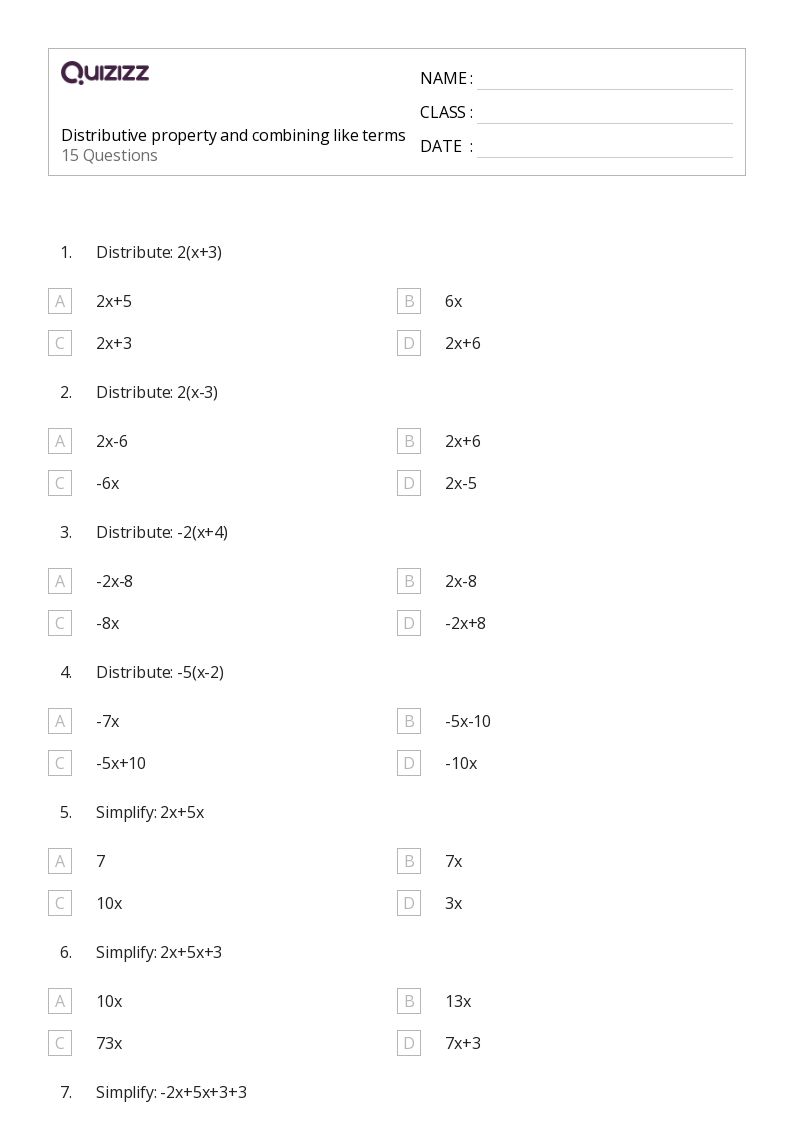 50+ distributive property worksheets for 12th Grade on Quizizz ...