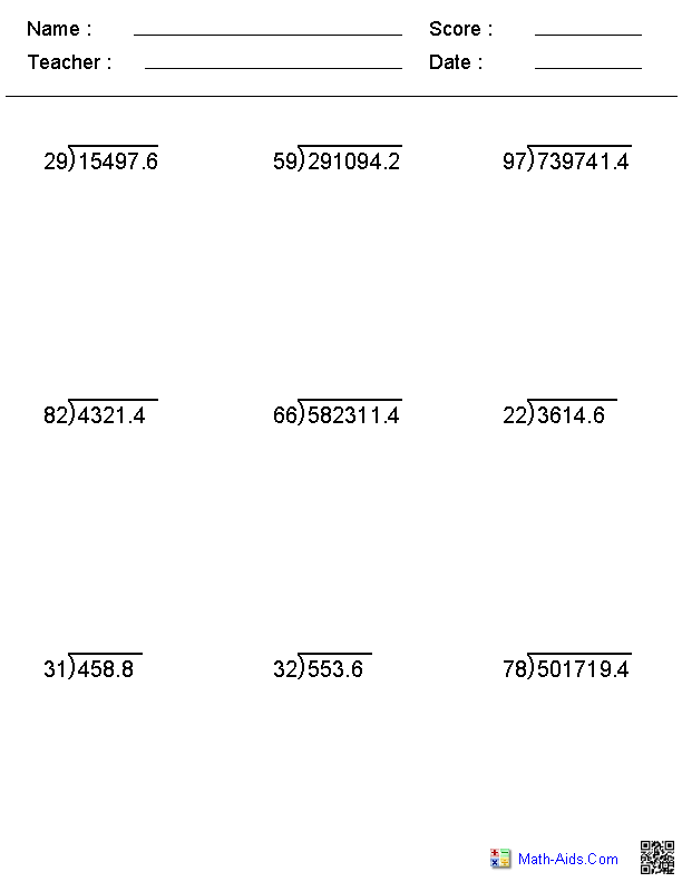 Division Worksheets | Printable Division Worksheets for Teachers