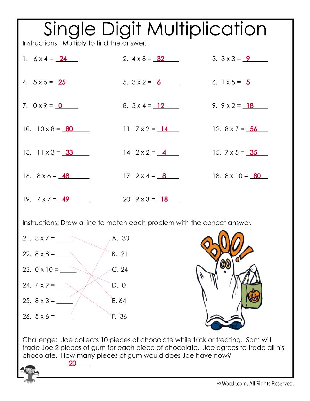 3rd Grade Halloween Math Worksheets: Multiplication and Division ...