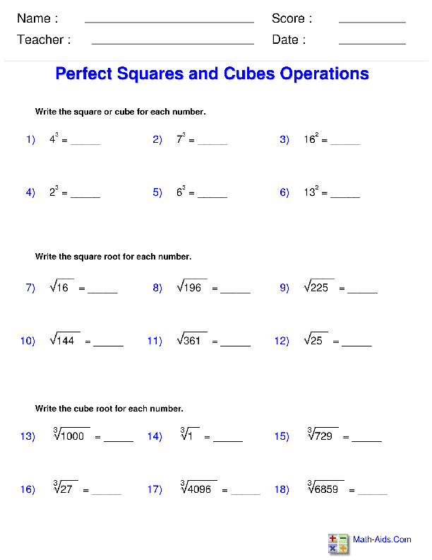 Exponents and Radicals Worksheets | Exponents &  Radicals ...