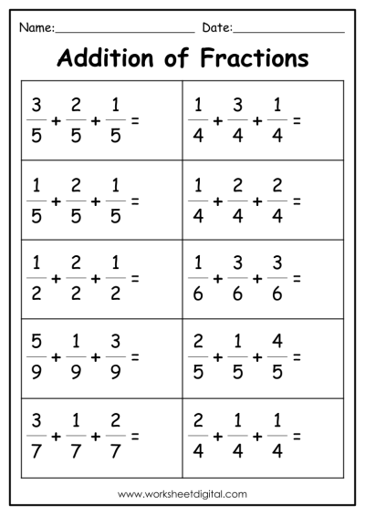 Fraction Worksheets - Worksheet Digital
