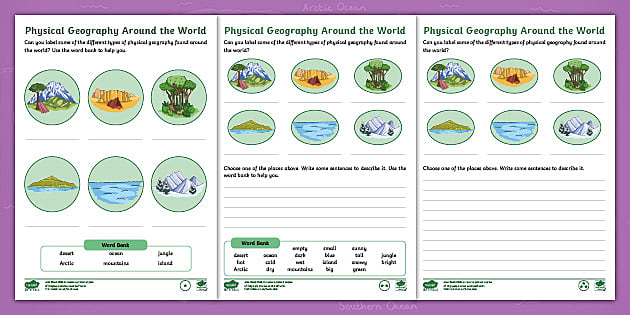 Physical Geography Labelling Task - Home school Geography