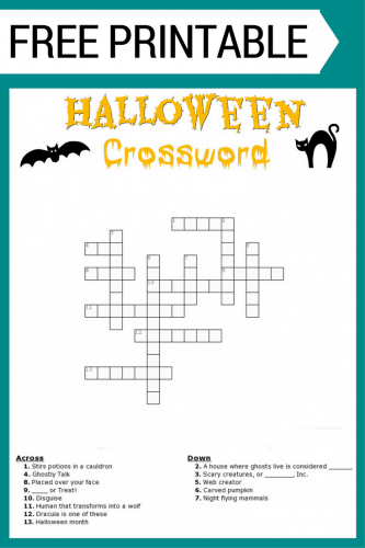 easy halloween crossword puzzles printable