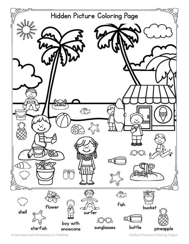 Free Hidden Picture Printable Activities for Kids - Worksheets Library
