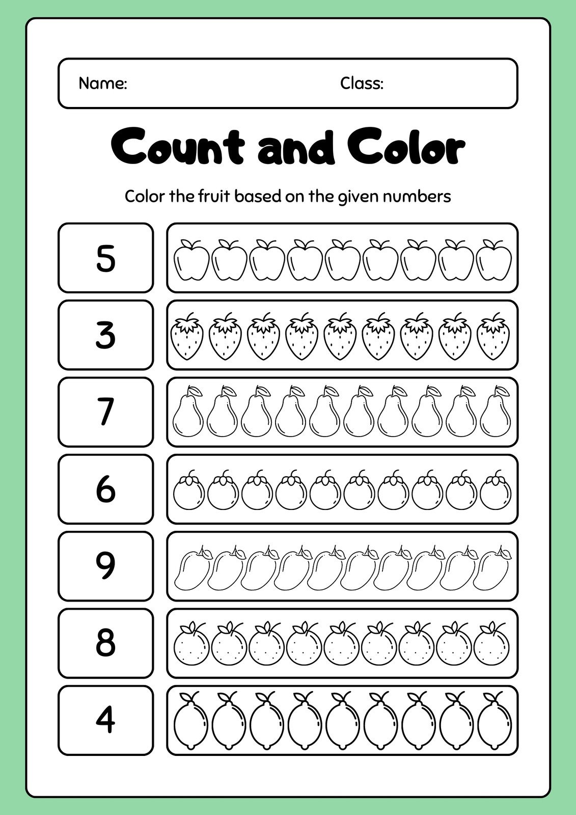 Free editable kindergarten worksheet templates 