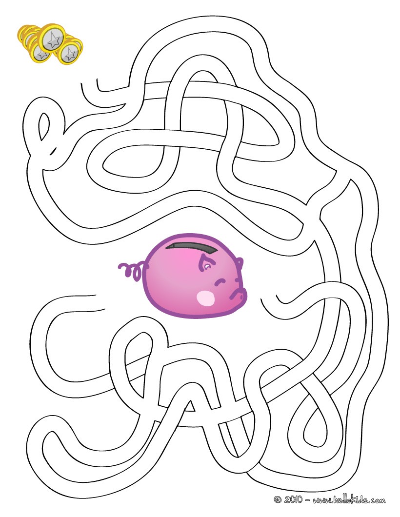 Pig easy printable maze online games - Hellokids.com