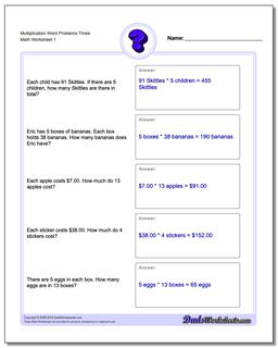 Word Problems: Multiplication Word Problems