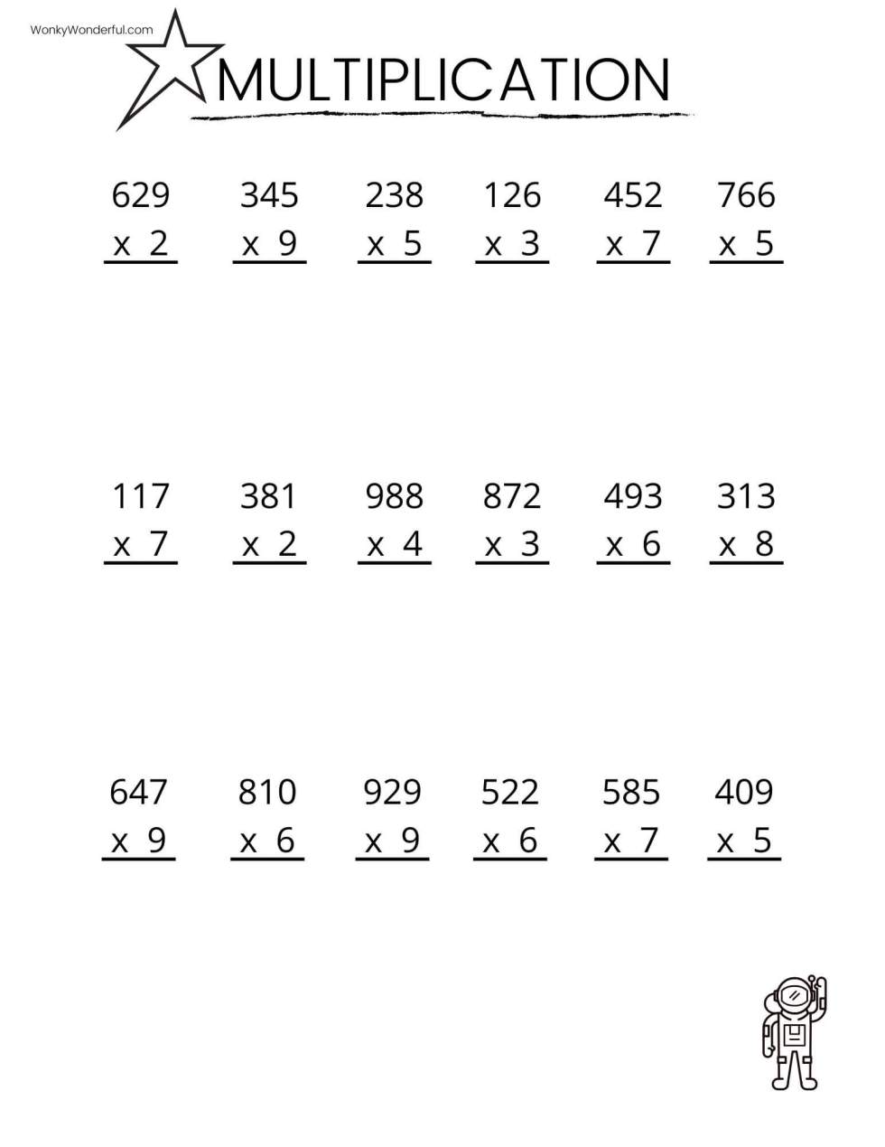 FREE PRINTABLE MULTIPLICATION WORKSHEETS + WonkyWonderful - Worksheets ...