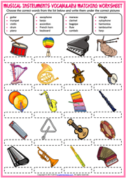 Musical Instruments ESL Vocabulary Worksheets