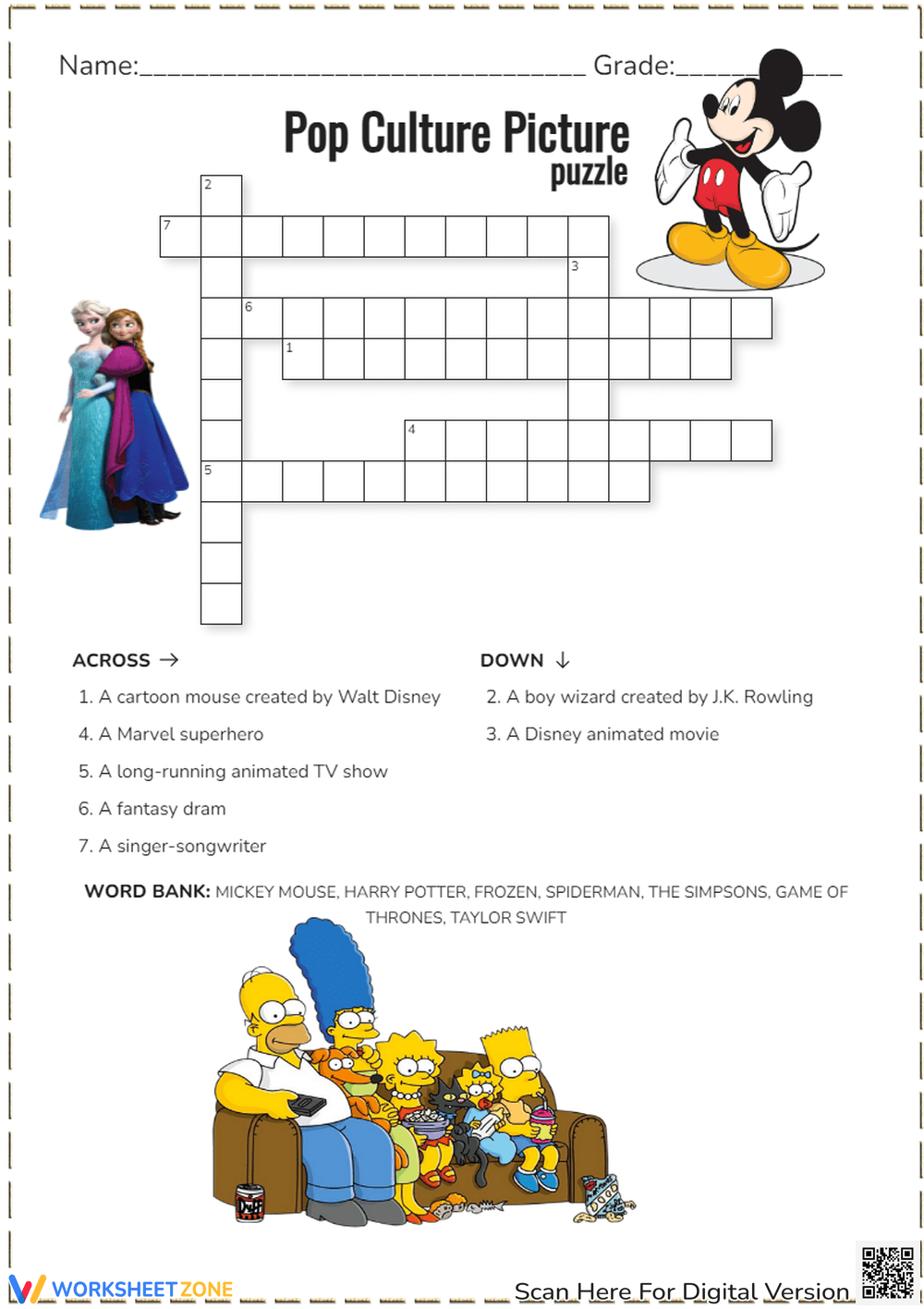 Pop Culture Crossword Puzzles Dylanna Press Worksheets Library