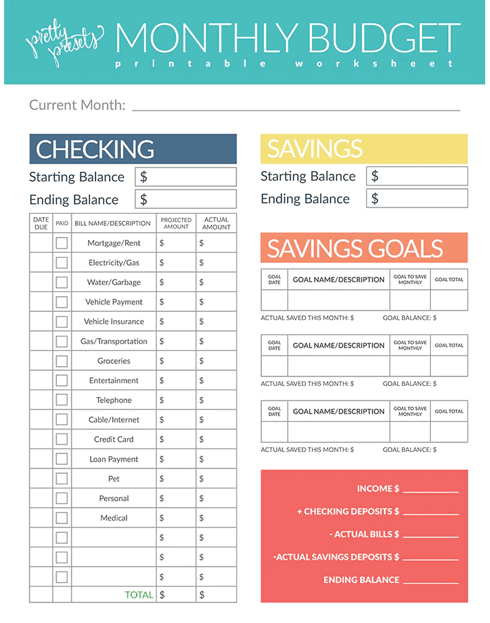 easy printable budget sheets