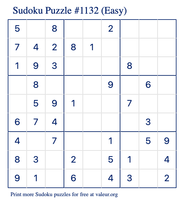 easy printable free sudoku