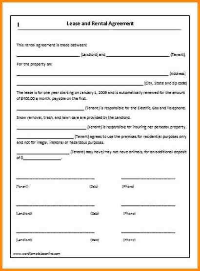 easy printable lease agreement