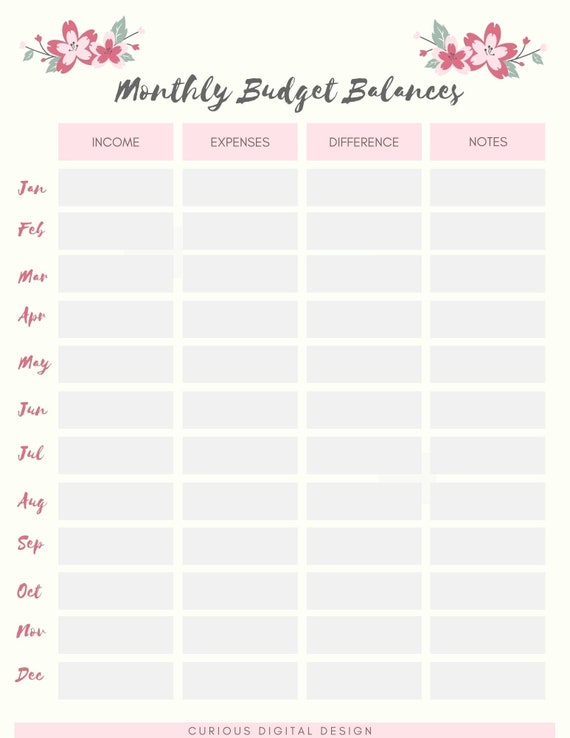 easy printable monthly budget planner