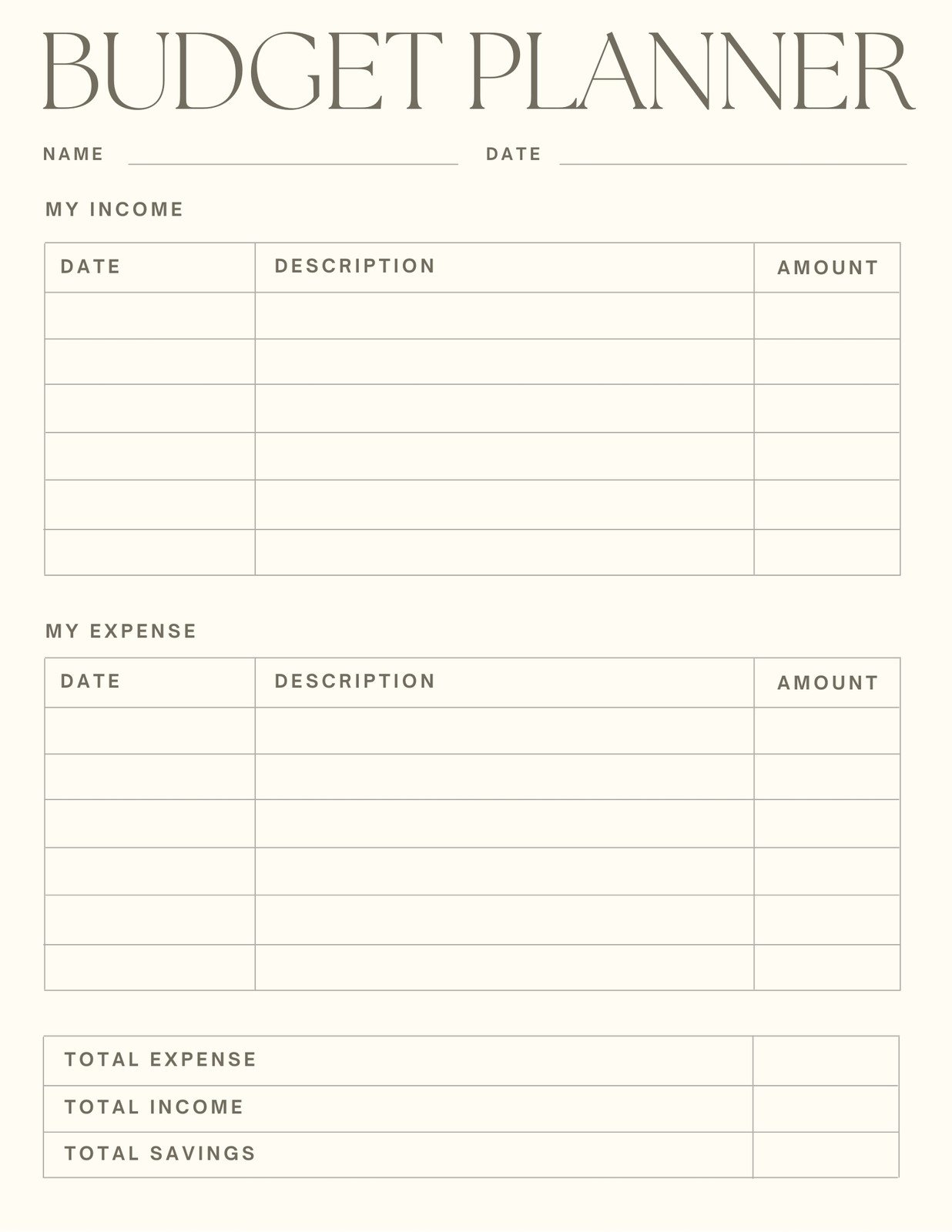 easy printable monthly budget planner