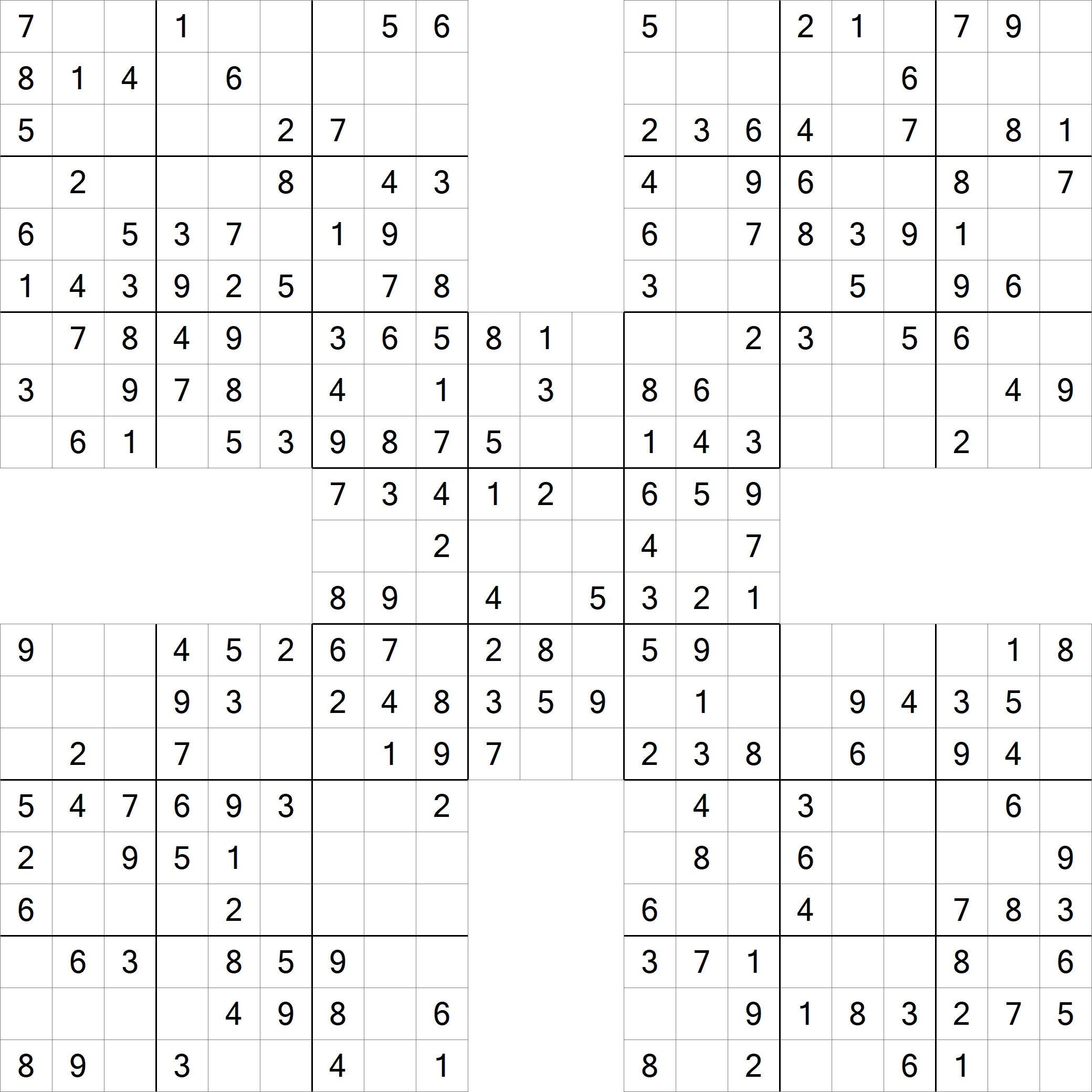 easy printable samurai sudoku