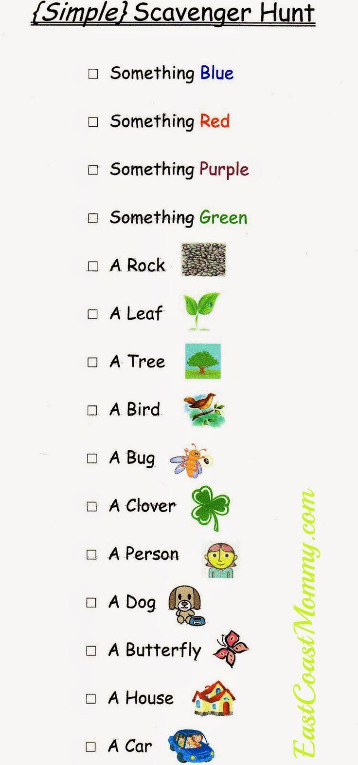 easy printable scavenger hunt