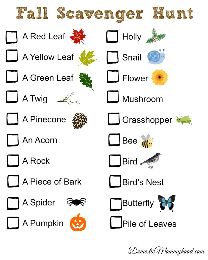 Free Fall Scavenger Hunt Printable - Domestic Mommyhood