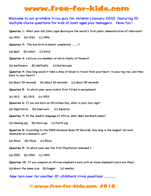 Printable Trivia Questions And Answers Pdf - Fill Online ...