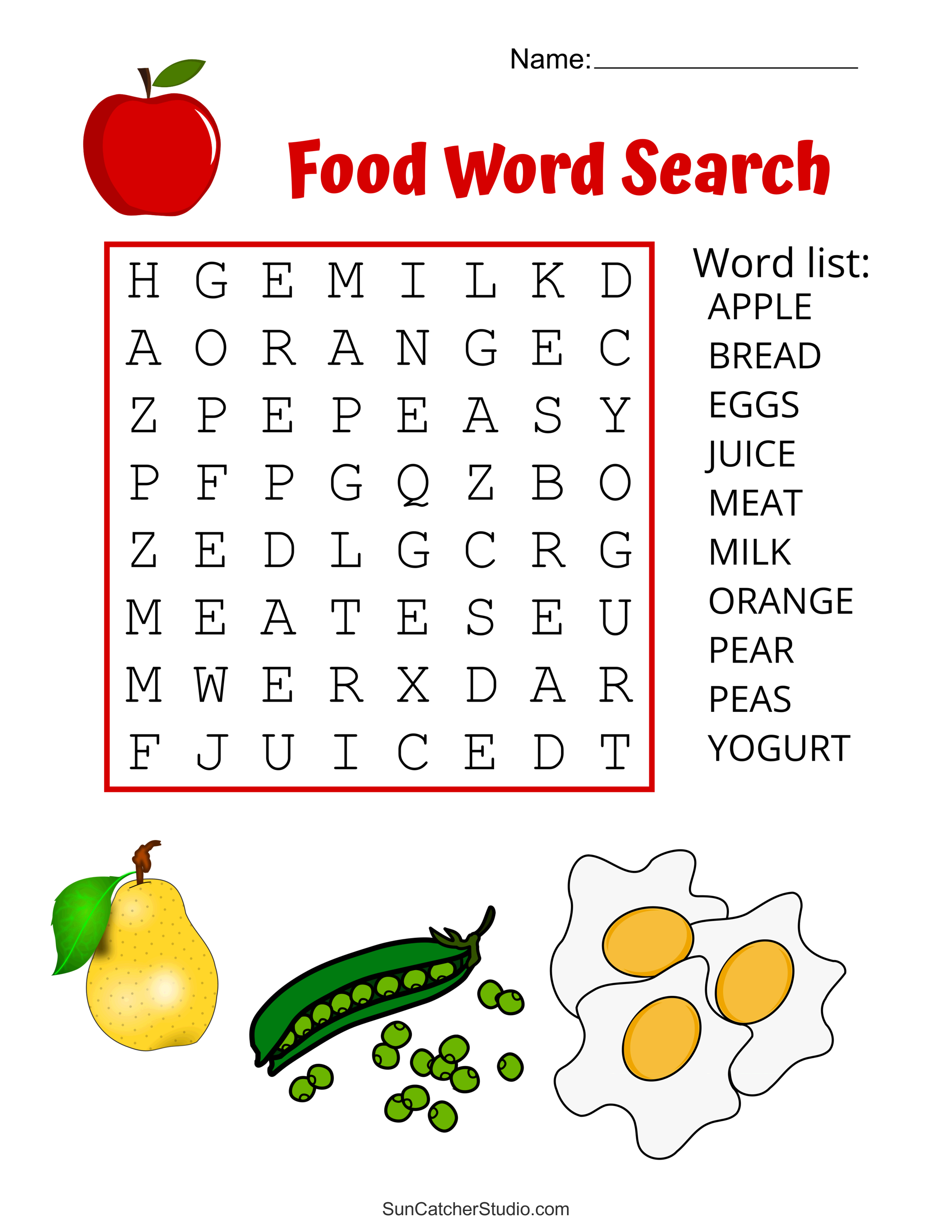 Food Word Search (Free Printable Puzzles) - DIY Projects, Patterns ...