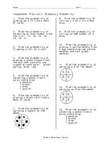 Independent Practice 2: Elementary Probability Worksheet for 7th ...
