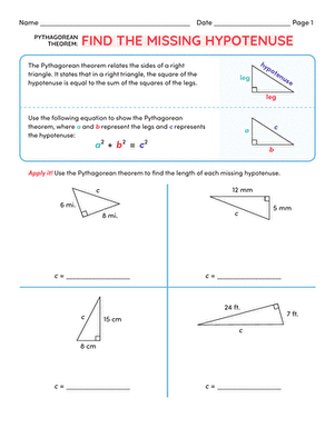 easy pythagorean theorem worksheet printable