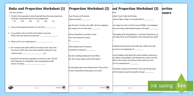 Proportion Differentiated and Ratio Worksheets - Twinkl