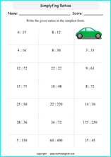 Printable ratio and Proportion worksheets for grade 5 and 6 math ...