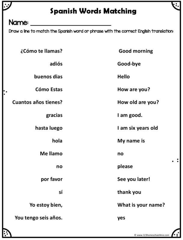 easy spanish worksheet for beginners