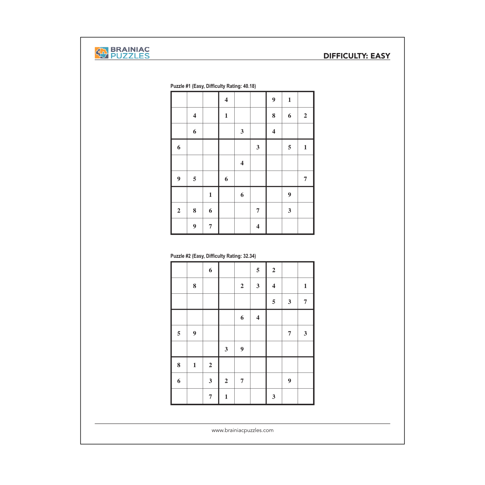 easy sudoku online printable