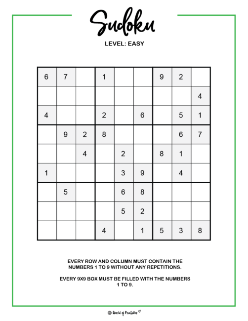 Printable Sudoku - 100+ Puzzles From Easy To Hard - World of ...