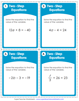 easy two step equations worksheet