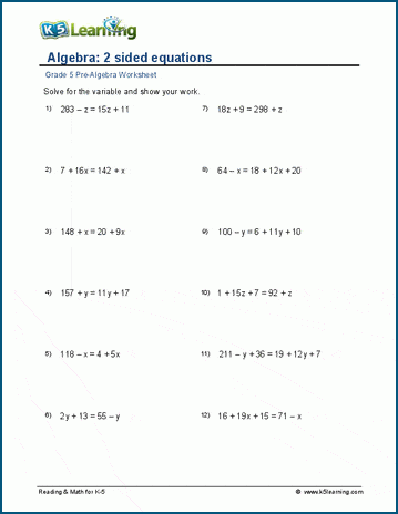 easy two step equations worksheet